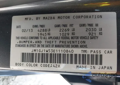 2014 Mazda Mazda6 I Grand Touring из США, поврежденный, VIN JM1GJ1W53E1110840